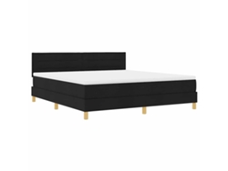 Maison Exclusive - Cama Box Spring Led Con Tiras Led Negro 180 X 200 Cm Tela