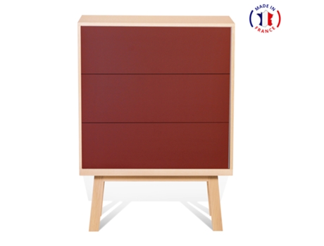 Cómoda MON PETIT MEUBLE FRANÇAIS con 3 Cajones (Tabaco de Ruca - Madera - 90 x 125 x 46 cm)