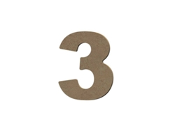Número 3 en madera MDF para decoración - 8 cm