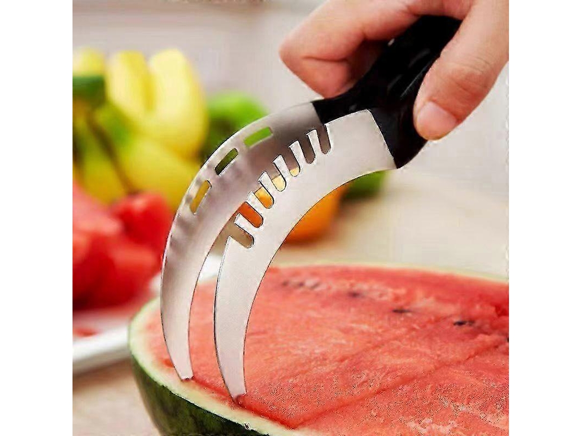 Cuchillo de fruta de acero inoxidable con hoja en forma de gancho, cortador multifuncional para sandía, papaya y pitahaya.