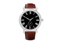 Reloj De Cuarzo Casual De Moda Para Hombres Con Correa De Cuero Pu Estilo Simple Negro+marrón