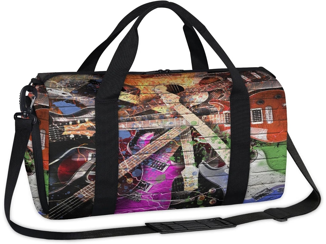 Bolsa Deportiva Creativa Guitarra Eléctrica Bolsa Fin Semana Mano Informal Viaje Para Niños Niñas Mujeres H