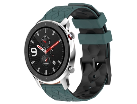 Correa Smartwatch para Amazfit GTR 4 22mm Textura Fútbol Correa de Silicona Bicolor (Verde Oliva + Negro)