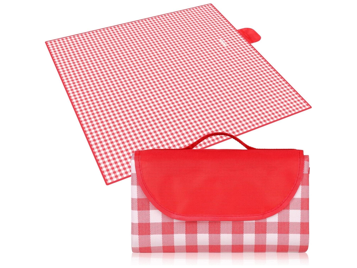 (rojo) Manta De Picnic Impermeable, 200x200cm, Con Asa Y Plegable