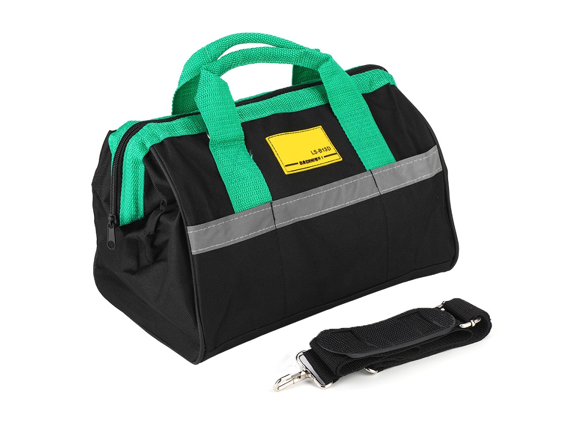 Bolsa de lona resistente para herramientas eléctricas, ideal para mantenimiento y almacenamiento.