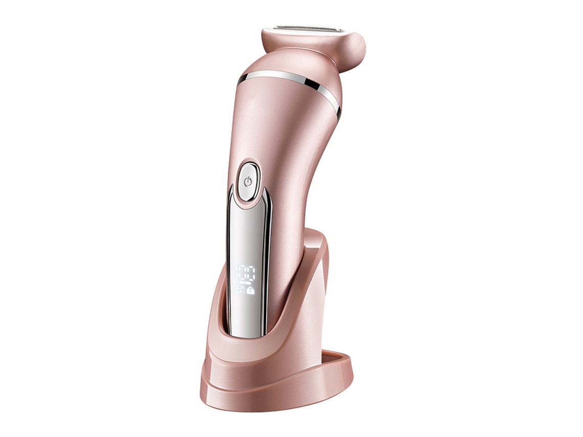Trimmer Elétrico De Bikini 3 Em 1 Para Mulheres Groomer De Cabelo Remoção Sem Dor Recarregável Rosa Com 3 Cabeças