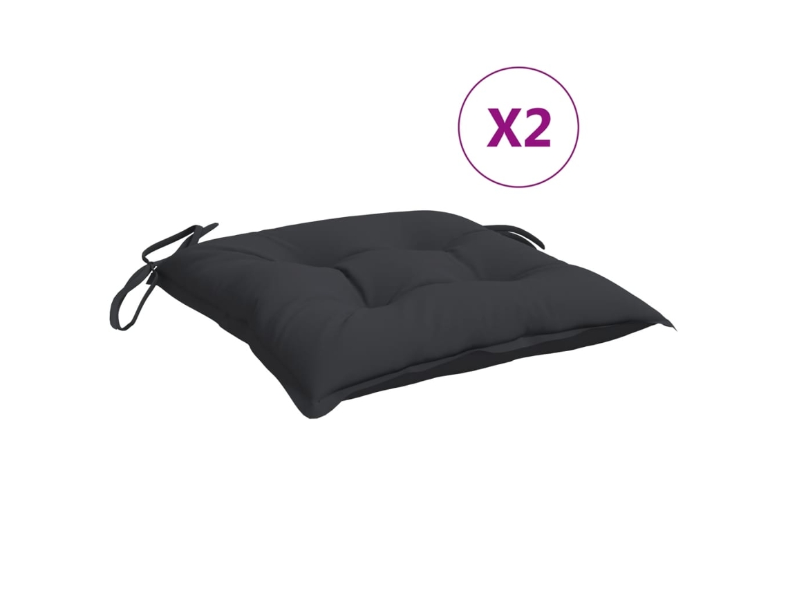 Conjunto 2 Cojín para silla VIDAXL Negro Tela (40x40x7 cm)
