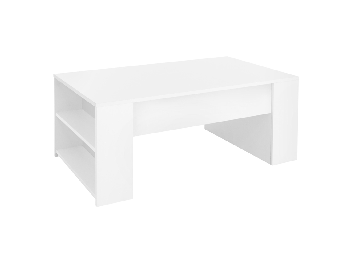 Mesa Central Blanca Con Elegante Sala De Estar De Asistente De Estante Móvil 100X60X42 Cm