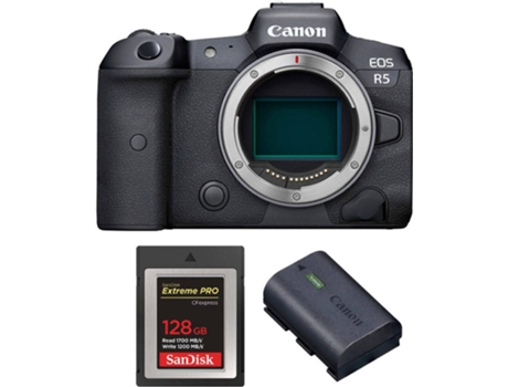 Kit Cámara CANON EOS R5 + SanDisk 128 GB + Batería (Full-Frame)