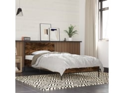 Estructura Cama Madera Ingeniería Metal Roble Ahumado 90x200 Cm