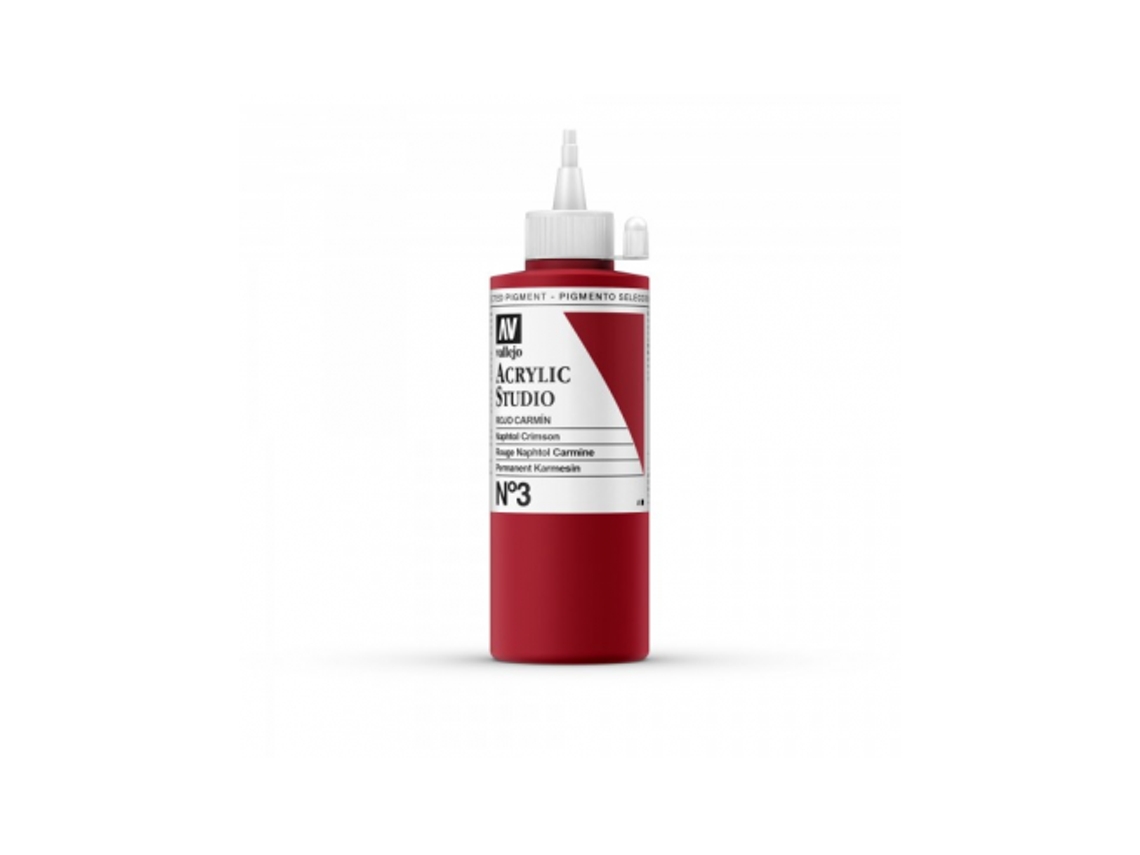 Pintura Acrilica Vallejo Studio 200 Ml (3 Rojo Carmin)