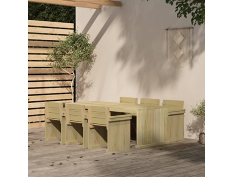 Conjunto 7 de comedor de jardín VIDAXL madera pino impregnada
