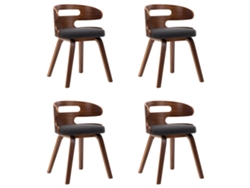 Juego de 4 sillas de comedor, madera curvada y tela gris oscuro, EXCLUSIVA MAISON