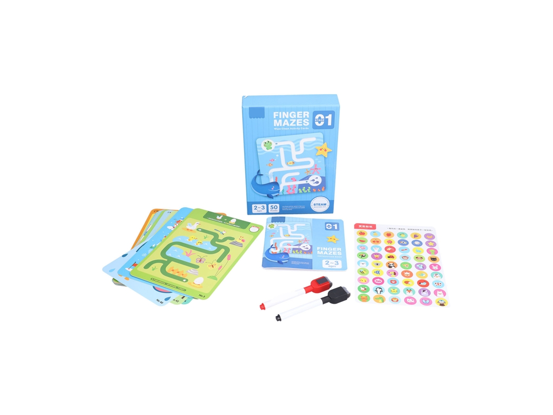 Yncm-libro De Laberintos Para Niños Con Dibujos Animados Bonitos Tarjetas De Ejercicio Pegatinas Pluma Juguete Educativo 2‑3 Años
