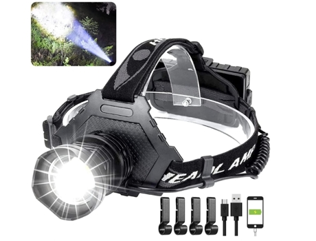 P70 Linterna Frontal Led Carga 5 Modos Negro TURMIN