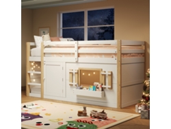 Litera Infantil De 90x200 Cm Con Escalera Y Zona De Juegos, Color Blanco.