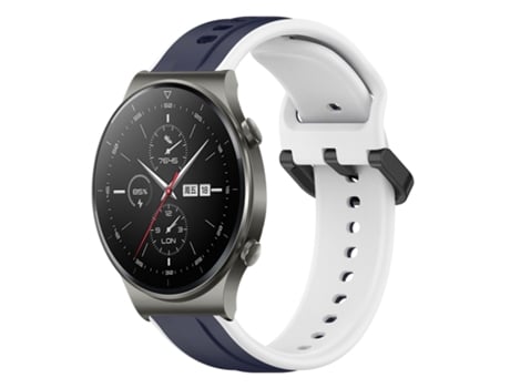 Correa de reloj inteligente para Huawei GT2 Pro 22 mm Bucle convexo de silicona bicolor (azul medianoche + blanco)