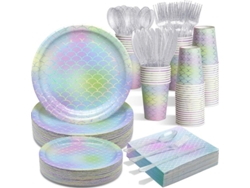 Juego De Vajilla Desechable Para Fiesta De Sirenas - 336 Piezas