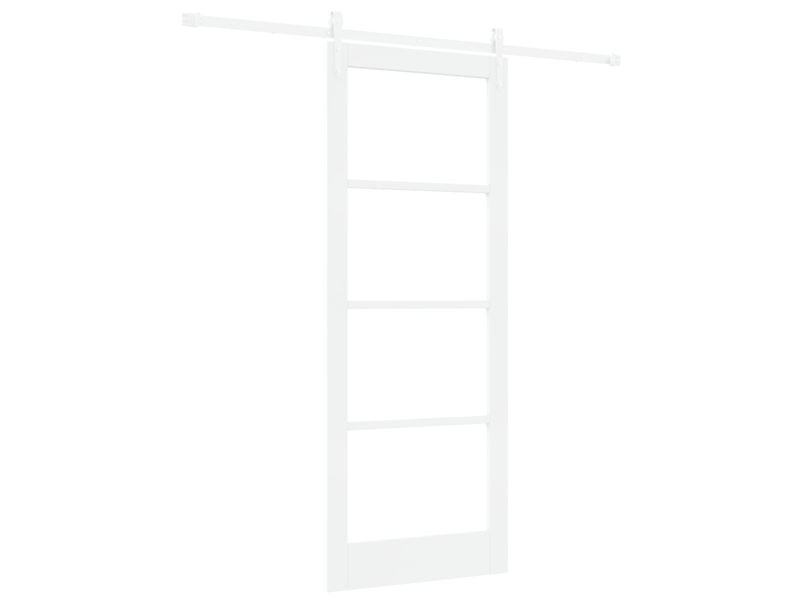 Juego de puertas correderas Vidaxl con herrajes blancos, madera maciza de pino, madera blanca (83 x 211 cm)