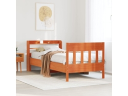 Estructura De Cama Sin Colchón Madera Maciza Marrón 75x190 Cm