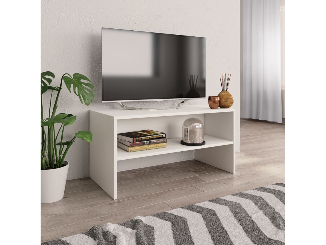 Mueble de Armario Tv 80X40X40 Cm Contrachapado Blanco
