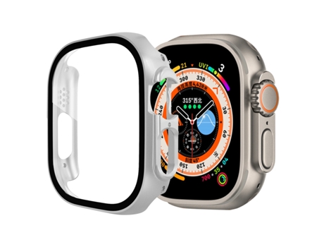Caja de reloj de vidrio templado parcial para Apple Watch Ultra 49 mm / Apple Watch Ultra 2 49 mm (plateado)