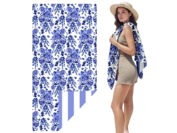 Toalla de playa de microfibra a rayas Yuysan, de alta absorción y secado rápido, 160 x 80 cm, modelo Smy03, color azul.