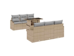 Maison Exclusive - Conjunto De Sofá De Jardín 7 Pcs Beige Y Gris Claro