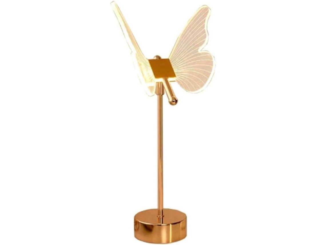 Lámpara de mesa LED retro acrílica con forma de mariposa, recargable por USB con batería de 18 mAh - Gokoco