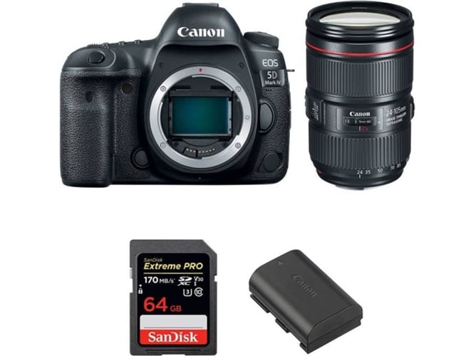Kit Cámara Reflex CANON EOS 5D Mark IV + EF 24-105mm f/4L IS II USM + SanDisk 64GB + LP-E6N