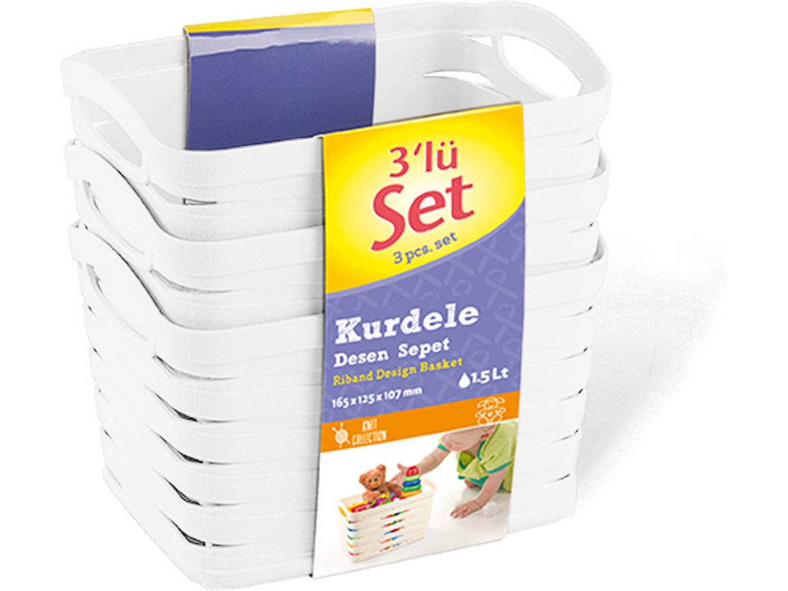 Kit 7h CASA 3 Cestas Medianas Rectangulares AZul 1,5 Litros