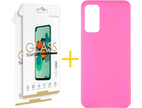 Kit Funda + 2 Protectores de Pantalla Huawei P Smart 2021 SKYHE Liso 7 Rosa