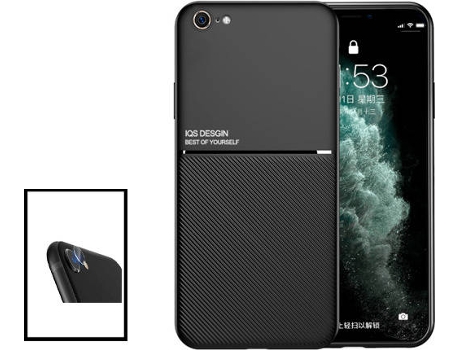 Kit Carcasa Magnética Anti Choque + Protector de Pantalla Cámara Trasera iPhone SE 2022 G4M Negro