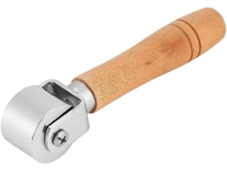 Rodillo metálico para cuero con mango de madera, bordes de presión, 26 mm, chapado en plata, herramienta duradera y de funcionamiento suave.