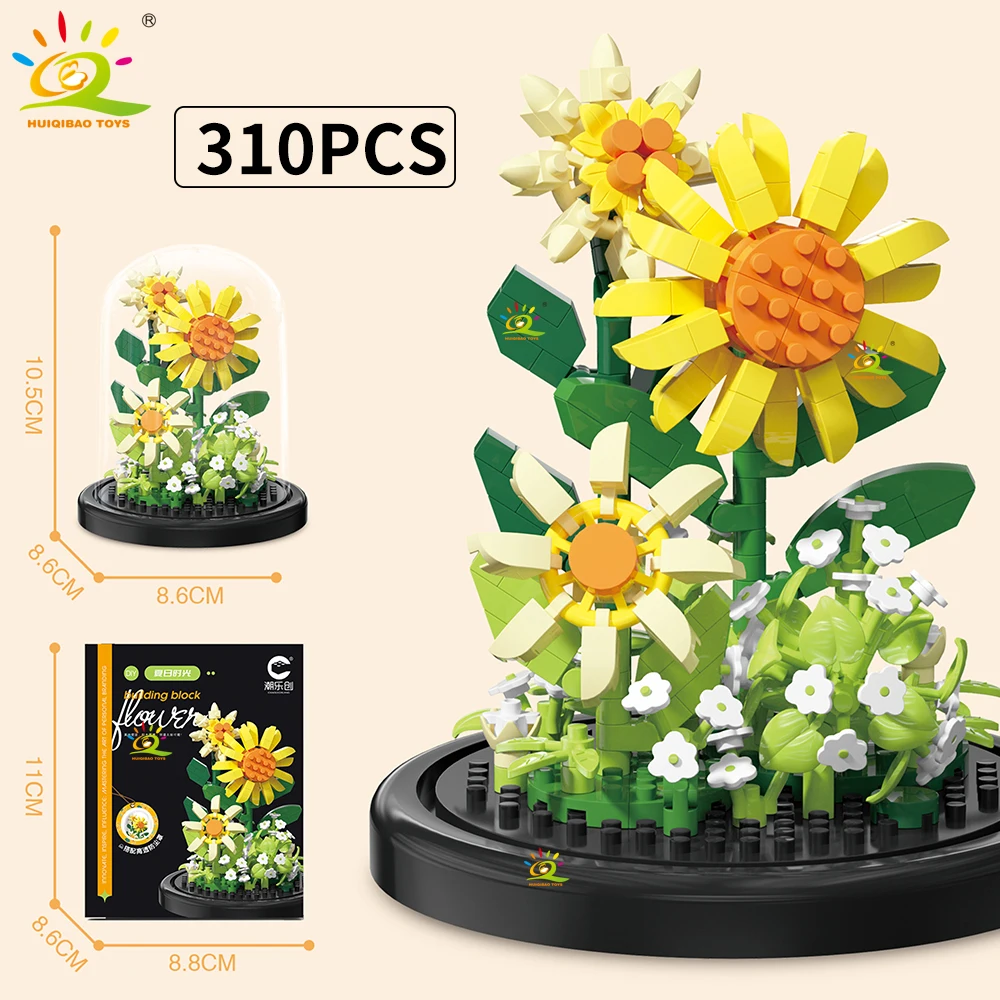 Caja De Exhibición De Ramo Eterno Moc, Bloques De Construcción En Miniatura Con Flores