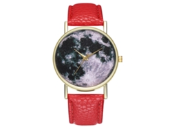 Reloj De Cuarzo Casual Unisex Para Hombre Y Mujer Con Correa De Cuero Pu Rojo