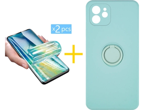 Carcasa + 2 Protectores de Pantalla para iPhone 12 ACCETEL Verde Agua
