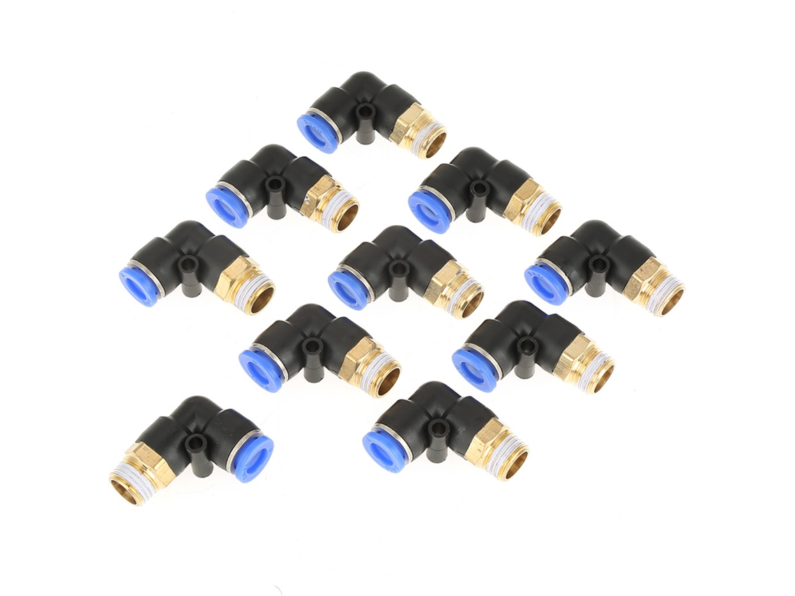 10 Conectores Rápidos Neumáticos En Codo Con Rosca De 8 Mm Y Ajuste G1/4.