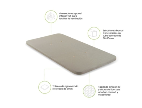 Cama Somier DUEHOME Madera Aglomerado Acero Beige (105x190cm)