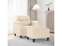 Sillón De Salón | Silla | Sillón Con Taburete Tela De Microfibra Beige 60 Cm Wsd771551