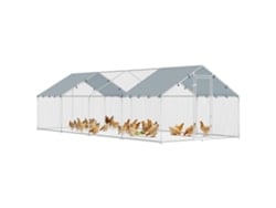 Galinheiro Aço Galvanizado 6,8x3x1,9m 20,4m² Cobertura Oxford Prata