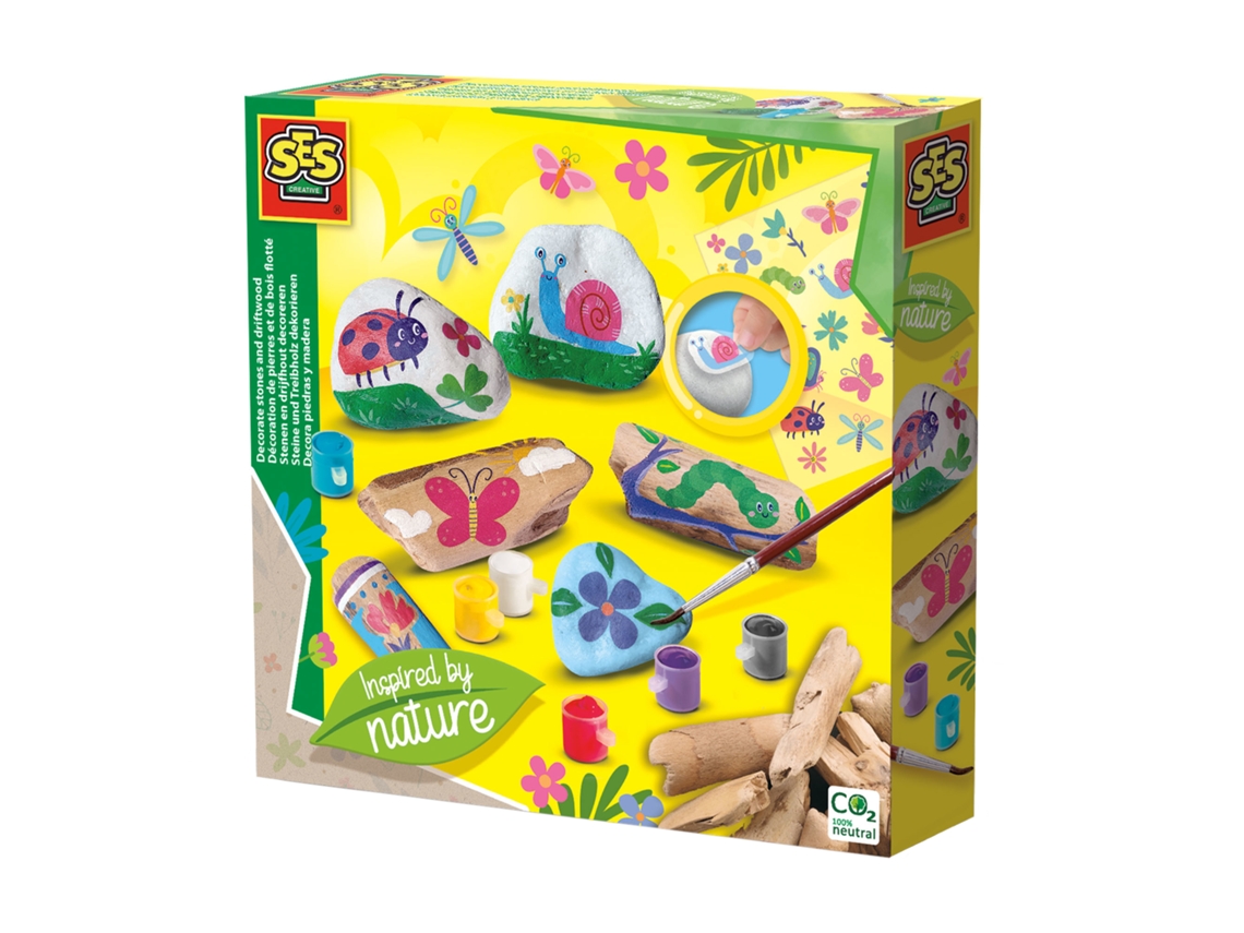 Juego Criativo SES Decorar Piedras y Palos de Madera Inspirado en la Naturaleza Hobby 14032 (Edad Mínima Recomendada: 5 años)