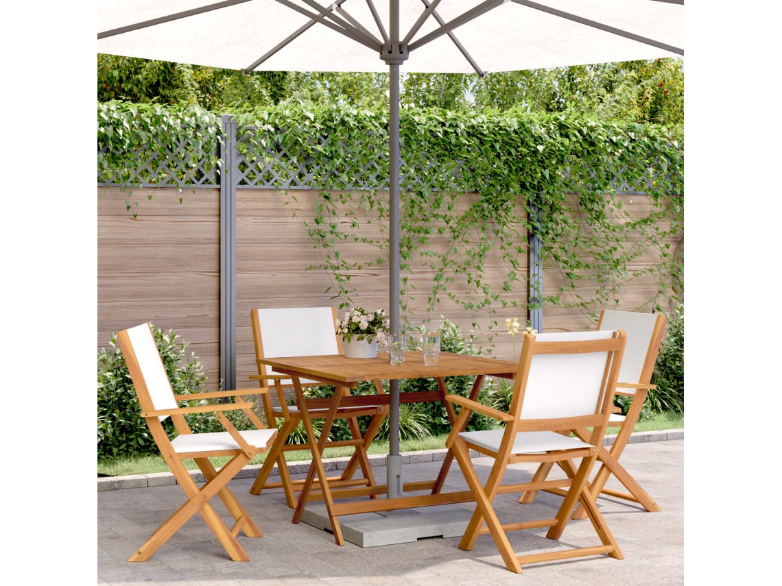 Conjunto 5 Piezas Jantar P/ Jardim Tído/madeira Maciça Branco Nata Dkd Home Decor