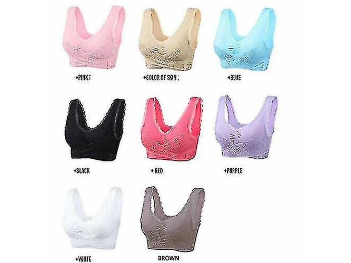 Sujetador Sin Costuras Para Mujer Set De 2, Algodón Transpirable, Sin Aro, Para Deporte Y Yoga 3xl Azul Morado