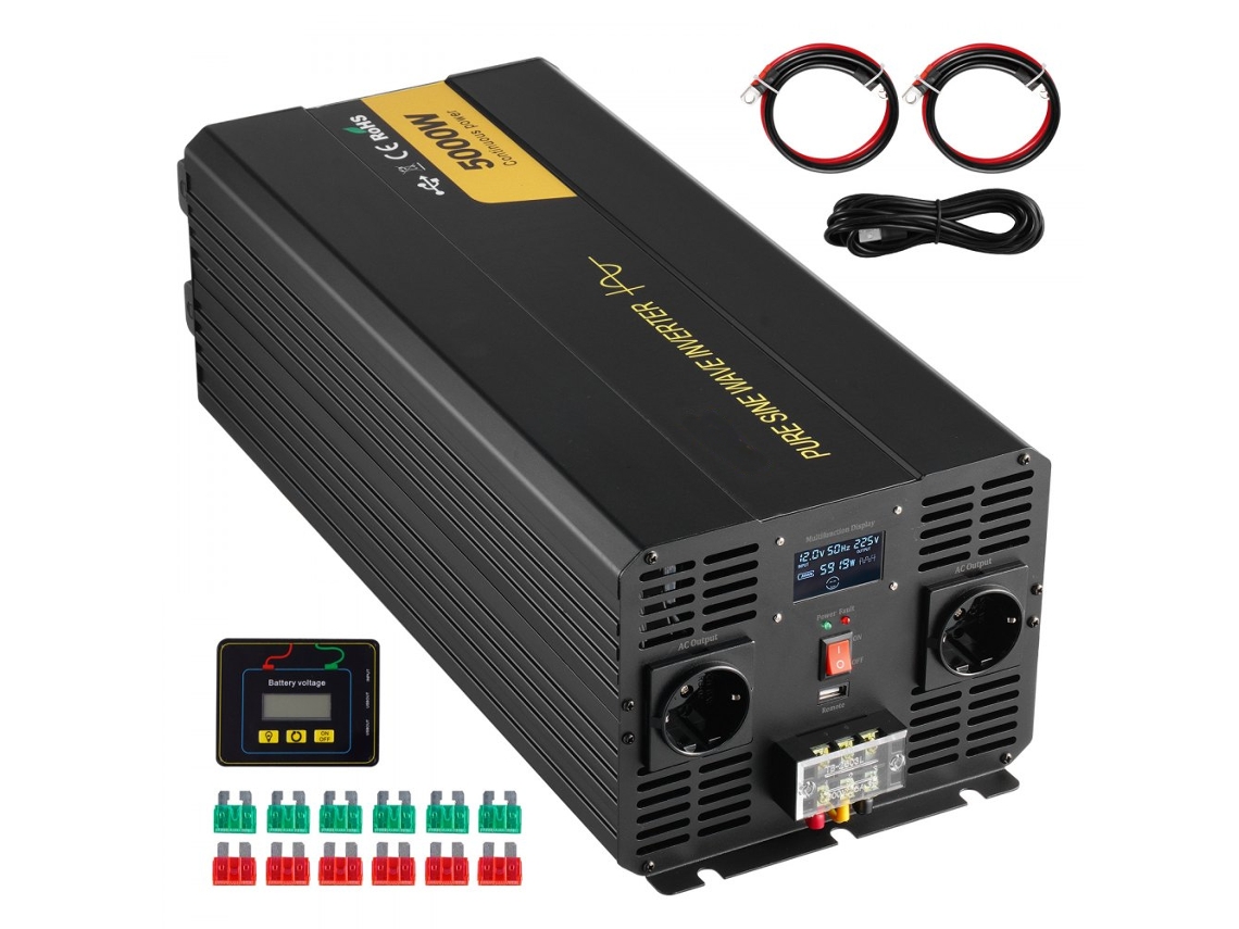 Inversor 5000w Onda Sinusoidal Pura 12v a 230v con LCD y Tomas EU Tekmaquinas