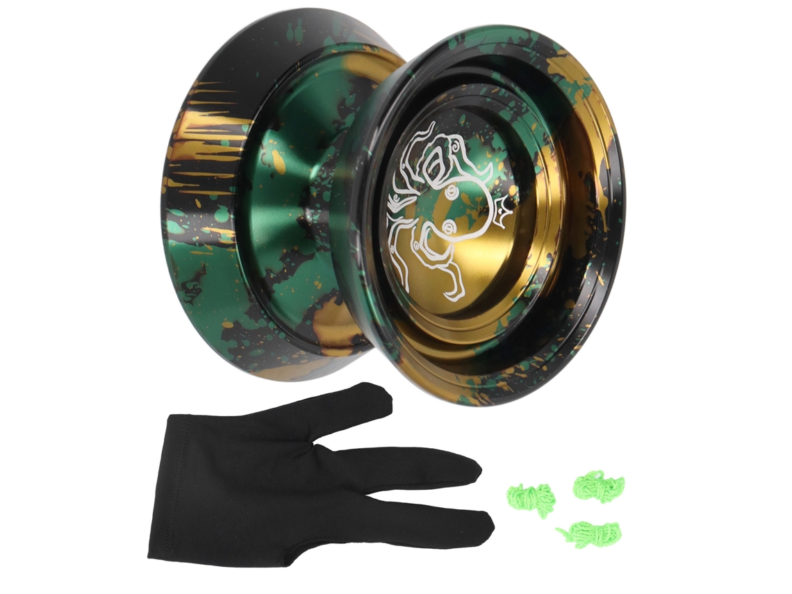 Ats-yoyo Desresponsive De Aleación De Aluminio Avanzado Para Competición Con Guante Y 3 Cuerdas Oro Negro
