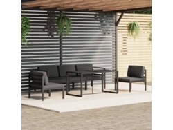 Conjunto de muebles de jardín con cojines de aluminio antracita, Dkd Home Decor