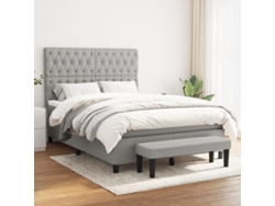 Cama Box Spring Con Colchón Tela Gris Claro 140x200 Cm