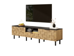 Mueble De Tv De Madera Con 2 Puertas, Cajón Y Patas Metálicas Modernas.