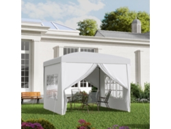 Gazebo Dobrável Com 4 Paredes Removíveis, 3x3 M, Gazebo De Jardim Com Bolsa De Transporte, Impermeável, Resistente Aos Raios Uv, Branco